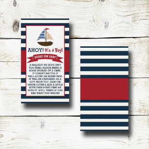Ahoy It's A Boy! Nautical Boat Baby Shower Book Enclosure Card