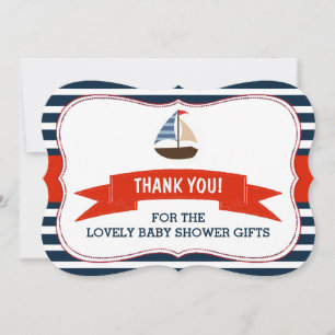 Ahoy It's A Boy! Nautical Boat Baby Shower Thanks Thank You Card