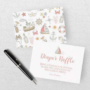 Ahoy its a Boy Nautical Diaper Raffle Baby Shower Enclosure Card