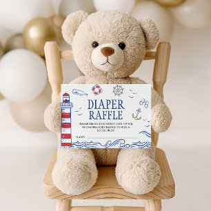 Ahoy It's a Boy Nautical Diaper Raffle Ticket Enclosure Card