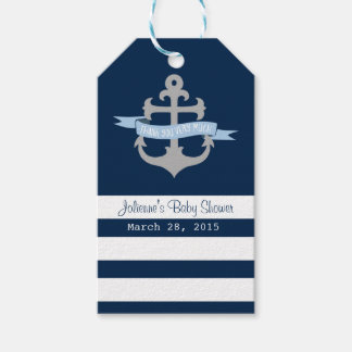 Ahoy it's a boy Nautical Favour Tags Navy Blue
