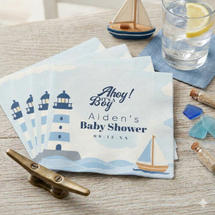 Ahoy It's a Boy Nautical Lighthouse Baby Shower Napkin