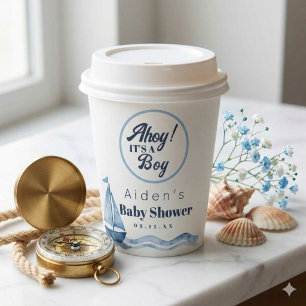 Ahoy It's a Boy Nautical Lighthouse Baby Shower Paper Cups