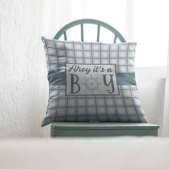 Ahoy It's A Boy Nautical New Baby Cushion (Creator Uploaded)