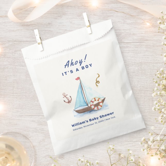 Ahoy It's A Boy Nautical Sailboat Baby Shower  Favour Bags (Clipped)