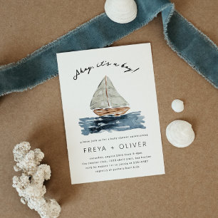 Ahoy It's A Boy Nautical Sailboat Baby Shower Invitation