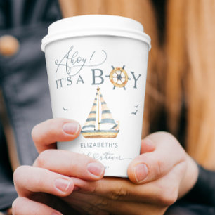 Ahoy It's a Boy Nautical Sailboat Baby Shower Paper Cups