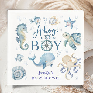 Ahoy It's A Boy Nautical Sailor Baby Shower Napkin
