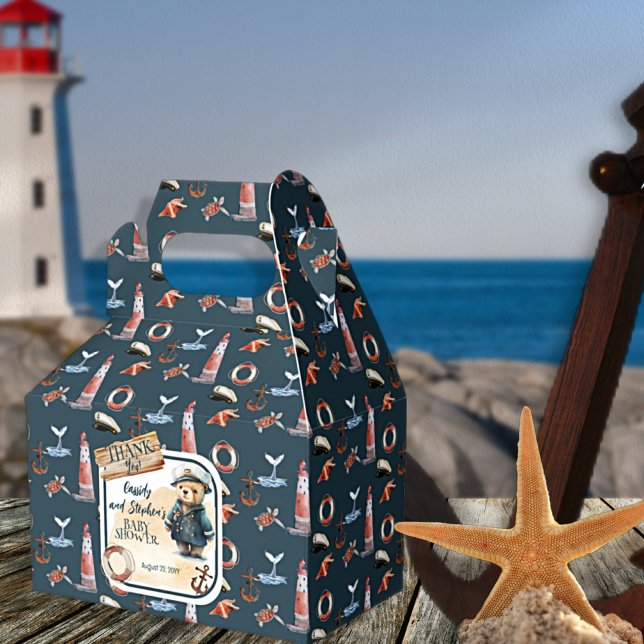 Ahoy, It's A Boy Nautical Teddy Bear Baby Shower Favour Box (Creator Uploaded)