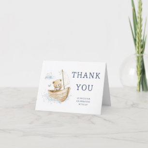 Ahoy It's A Boy Nautical Teddy Bear Baby Shower Thank You Card