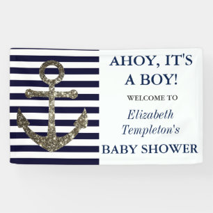 Ahoy It's a Boy Nautical Themed Baby Shower Banner