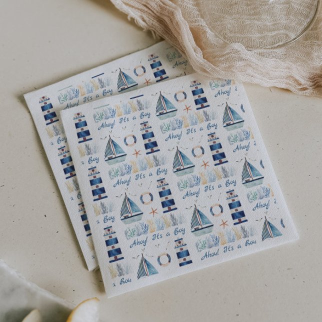Ahoy! It's a Boy Nautical Under The Sea  Napkin (Creator Uploaded)