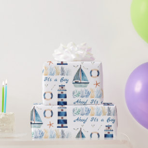 Ahoy! It's a Boy Nautical Under The Sea Wrapping Paper