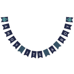 Ahoy Its A Boy  Navy Nautical Bunting