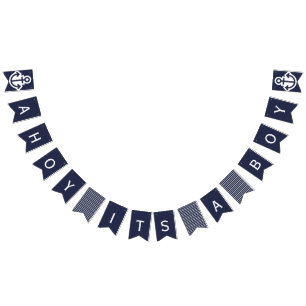 Ahoy Its A Boy  Navy Nautical Bunting Bunting