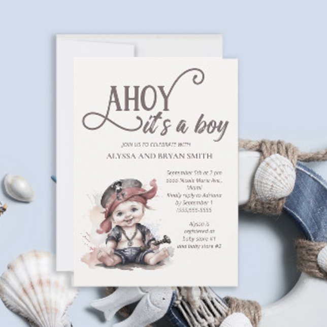 Ahoy its a Boy Pirate Baby Shower Invitation (Creator Uploaded)