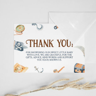 Ahoy It's A Boy Pirate Baby Shower  Thank You Card