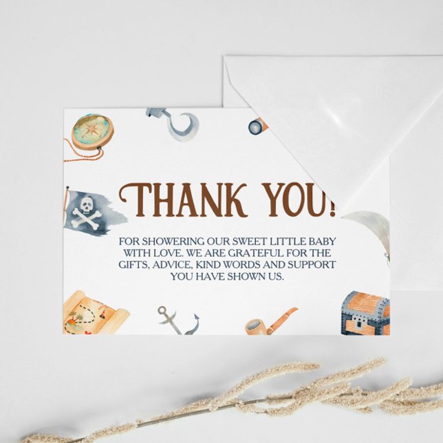 Ahoy It's A Boy Pirate Baby Shower  Thank You Card (Creator Uploaded)