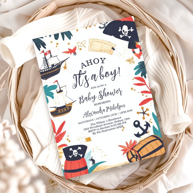Ahoy Its a boy Pirate Ship Nautical  Baby Shower Invitation (Creator Uploaded)