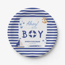 Ahoy It's A Boy! Sailor Marine Blue Baby Shower