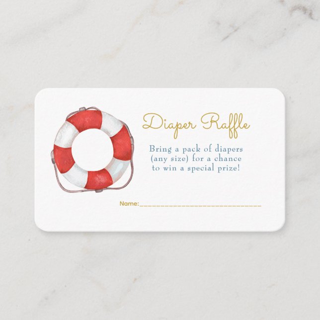 Ahoy Its a boy Sailor Whale Sea Baby Diaper Raffle Enclosure Card (Front)