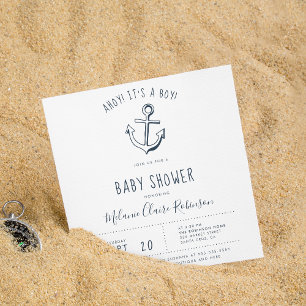 Ahoy! It's a Boy! Square Baby Shower Invitations