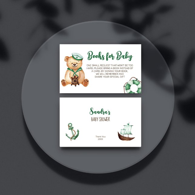 Ahoy its a boy teddy bear books for baby enclosure card (Ahoy it's a boy baby shower books for baby card)