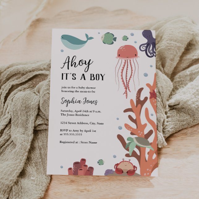  Ahoy It's a Boy Under the Sea Baby Shower Invitation (Creator Uploaded)