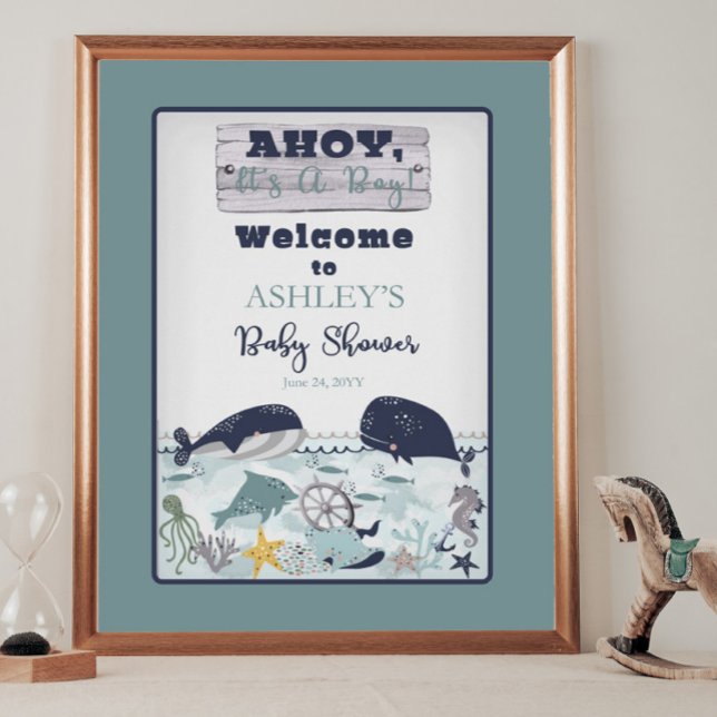 Ahoy It's A Boy Under the Sea Baby Shower Poster (Creator Uploaded)