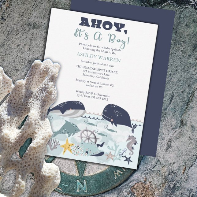 Ahoy It's A Boy Under the Sea Baby Sprinkle Shower Invitation (Creator Uploaded)