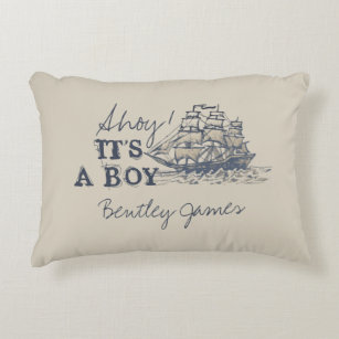 Ahoy! Its a boy vintage nautical baby Baby Decorative Cushion