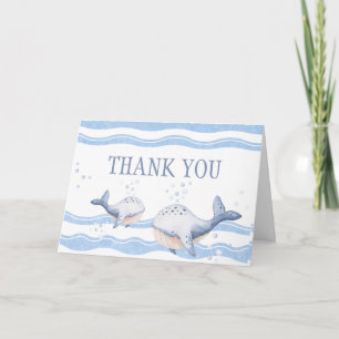 Ahoy It's a Boy Whale Baby Shower  Thank You Card