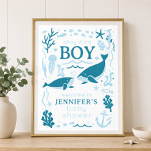 Ahoy It's a Boy Whale Nautical Baby Shower