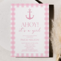 Ahoy It's A Girl Elegant Pink Nautical Baby Shower