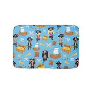 Ahoy! It's a Pirate Treasure Hunt Kids Pattern Bath Mat