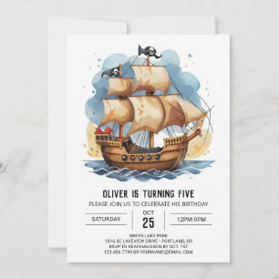 Ahoy Kids Treasure Pirate Birthday Invitation