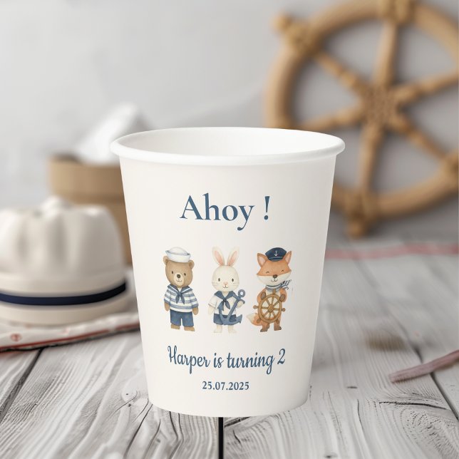 Ahoy Little Sailor Birthday  | Nautical Sea Paper Cups (Creator Uploaded)