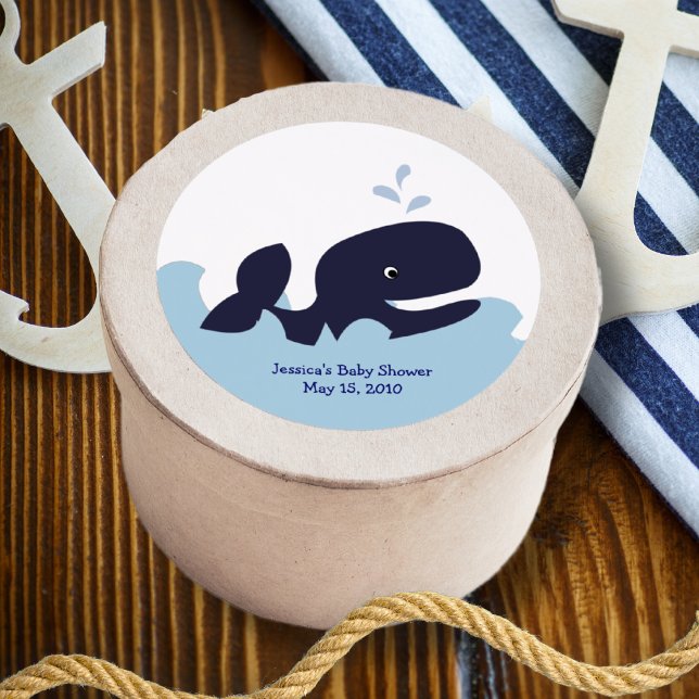 AHOY MATE Blue Whale Favour Stickers Personalised (Ahoy Mate Navy Blue Whale Baby Shower Favor Sticker)