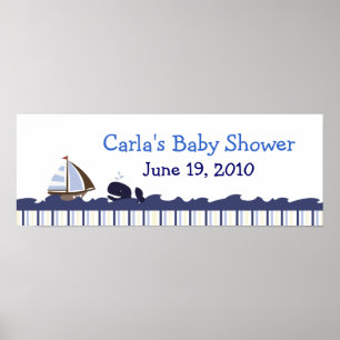 Ahoy Mate Whale Personalised Baby Shower Banner Poster