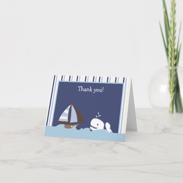 AHOY MATE White Whale Folded Thank you note Card (Front)