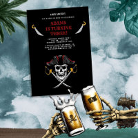 Ahoy Matey! Dark Pirates Skull Mascot Birthday