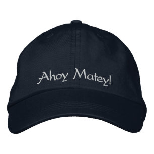 Ahoy Matey! For the Pirate in your life Navy Blue Embroidered Hat
