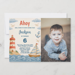 Ahoy Matey Nautical Birthday Invitation