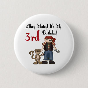Ahoy Matey Pirate 3rd Birthday Tshirts and Gifts 6 Cm Round Badge