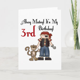 Ahoy Matey Pirate 3rd Birthday Tshirts and Gifts Card