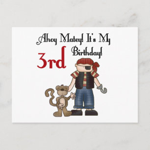Ahoy Matey Pirate 3rd Birthday Tshirts and Gifts Postcard