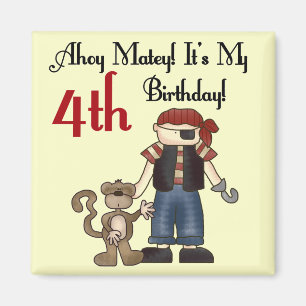 Ahoy Matey Pirate 4th Birthday Tshirts and Gifts Magnet
