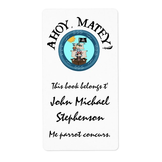 Ahoy Matey Pirate Label (Front)