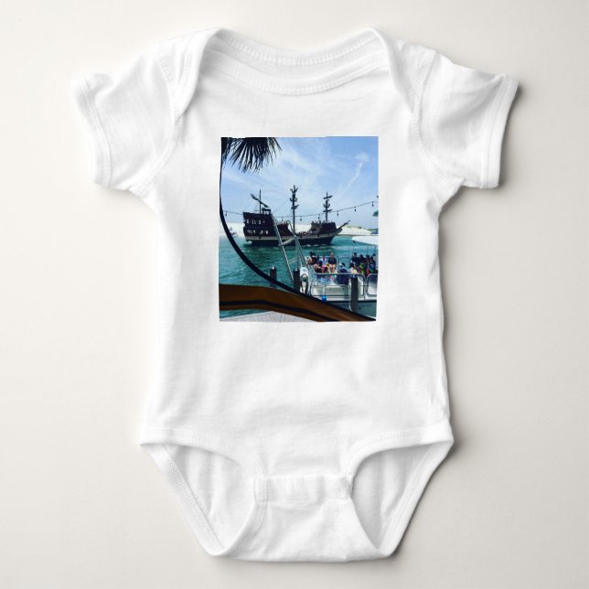 Ahoy Matey Pirate Ship Adventure Baby Bodysuit (Front)