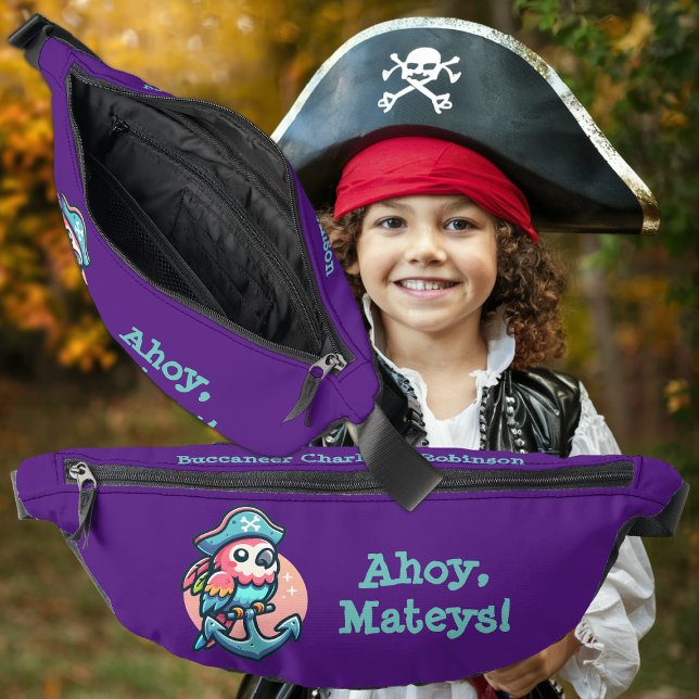 Ahoy, Mateys! Fun Cute Parrot wearing a Pirate Hat Bum Bags (Creator Uploaded)